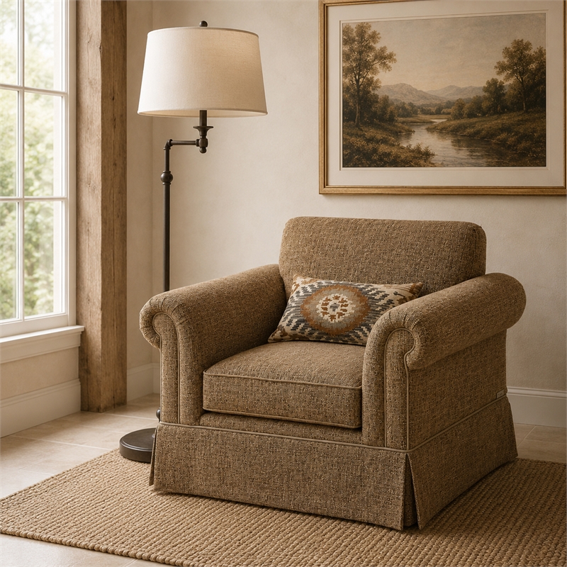 Michael Amini Carrollton Chenille Accent Chair in Sand