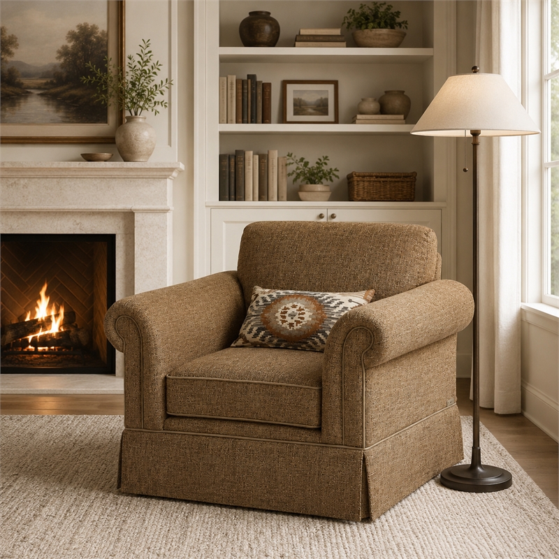 Michael Amini Carrollton Chenille Accent Chair in Sand
