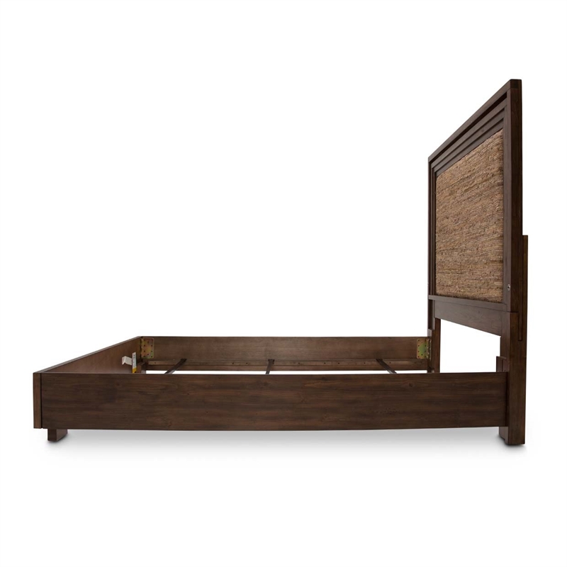 Michael Amini Carrollton Queen Panel Bed in Rustic Ranch Brown