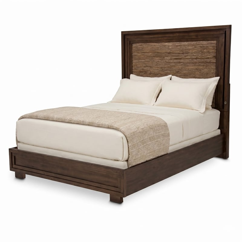 Michael Amini Carrollton Queen Panel Bed in Rustic Ranch Brown