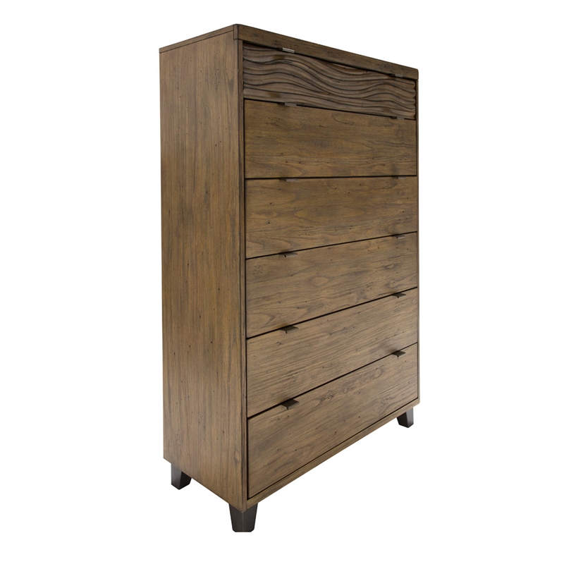 Michael Amini Del Mar Sound 6-Drawer Contemporary Wood Chest in Boardwalk Brown