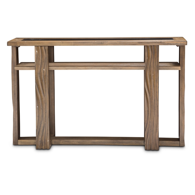 Michael Amini Del Mar Sound Wood & Glass Console Table in Boardwalk Brown