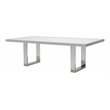 Michael Amini State St. Stainless Steel & Glass Dining Table in Off White