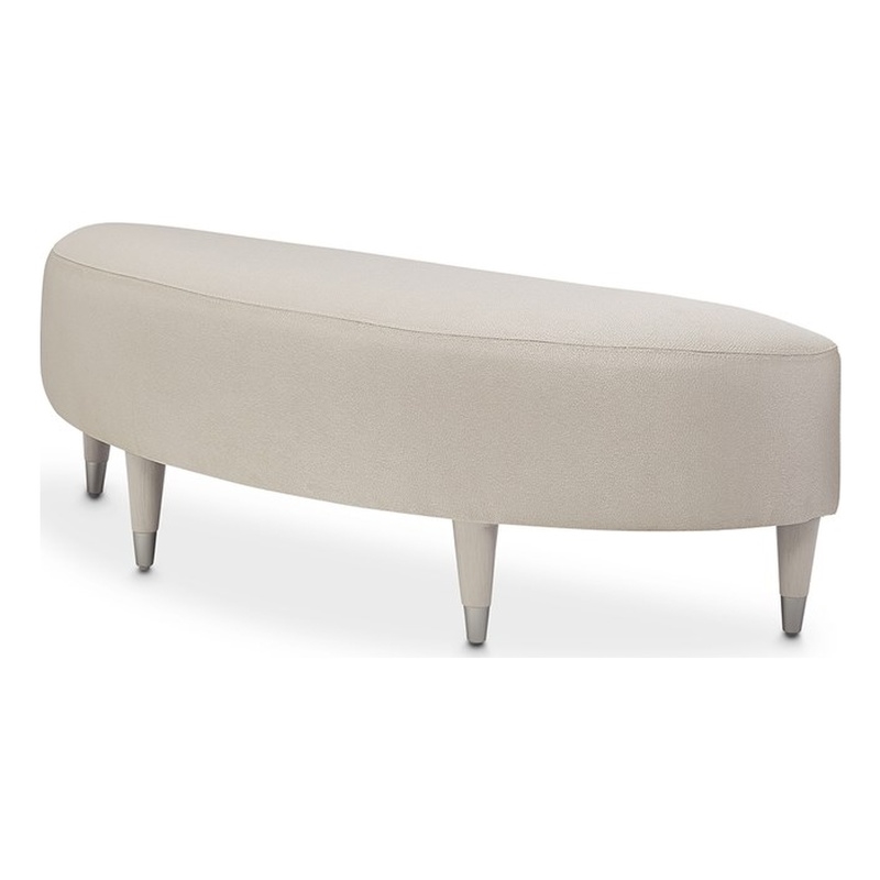 Michael Amini Kathy Ireland Eclipse Accent Bench - Ivory/Moonlight Gray