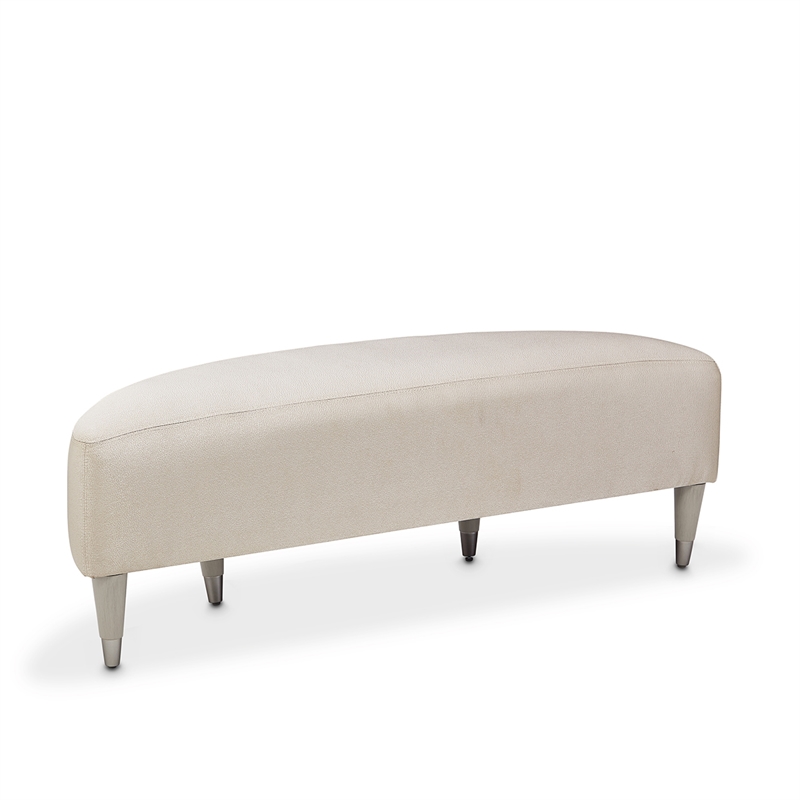 Michael Amini Kathy Ireland Eclipse Accent Bench - Ivory/Moonlight Gray