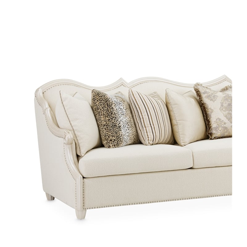 Michael Amini Chamberi Boucle Sofa - French Vanilla/Classic Pearl