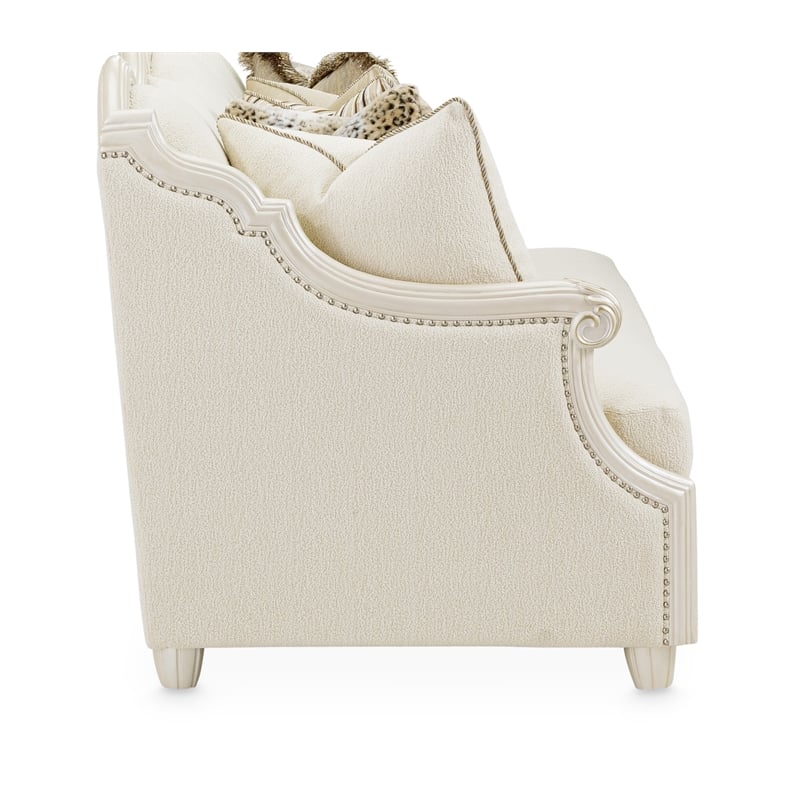 Michael Amini Chamberi Boucle Sofa - French Vanilla/Classic Pearl