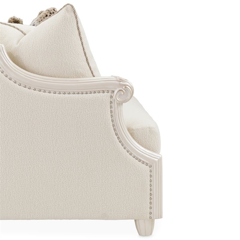 Michael Amini Chamberi Boucle Sofa - French Vanilla/Classic Pearl