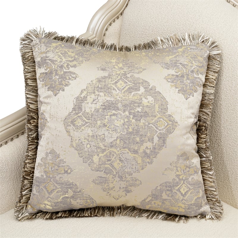 Michael Amini Chamberi Boucle Sofa - French Vanilla/Classic Pearl