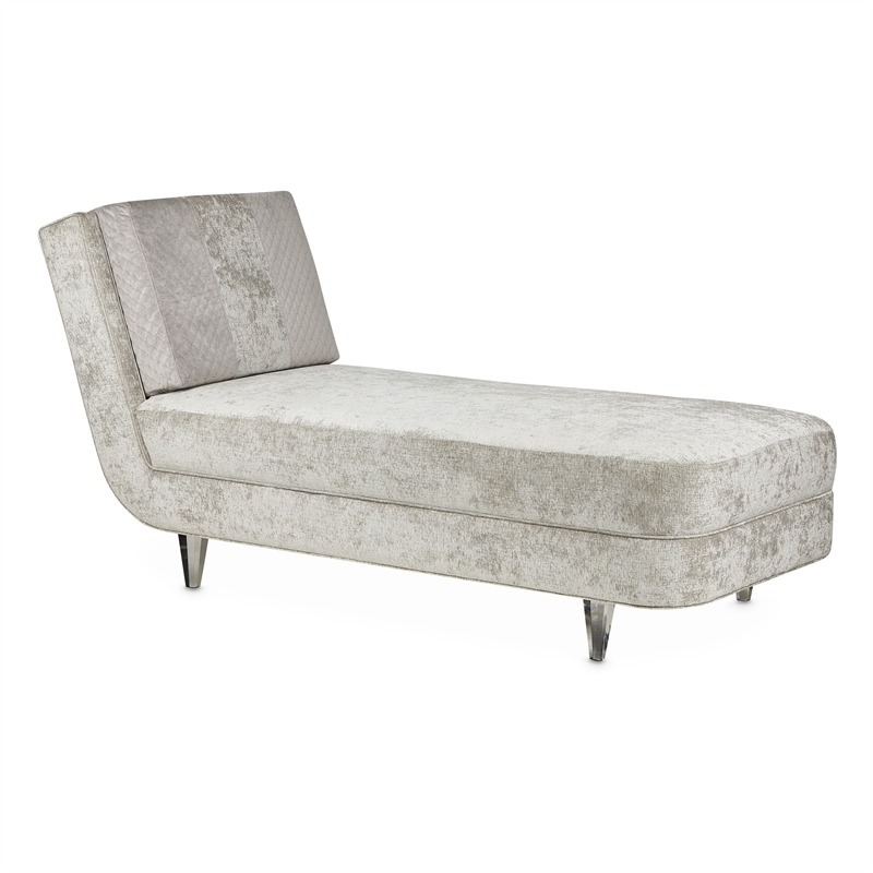 Michael Amini Lanna Armless Chaise - Storm Gray/Silver Mist
