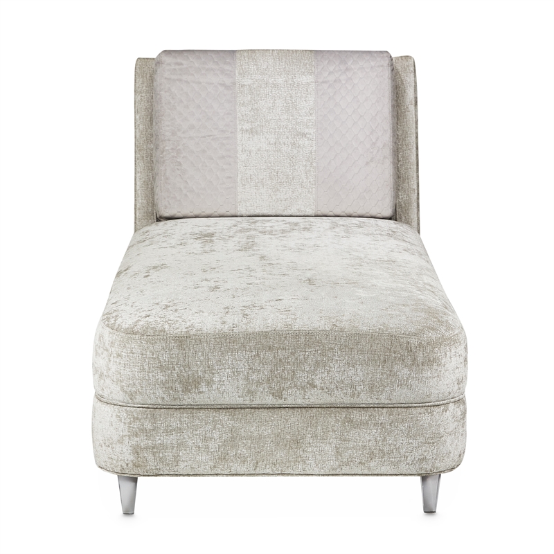 Michael Amini Lanna Armless Chaise - Storm Gray/Silver Mist