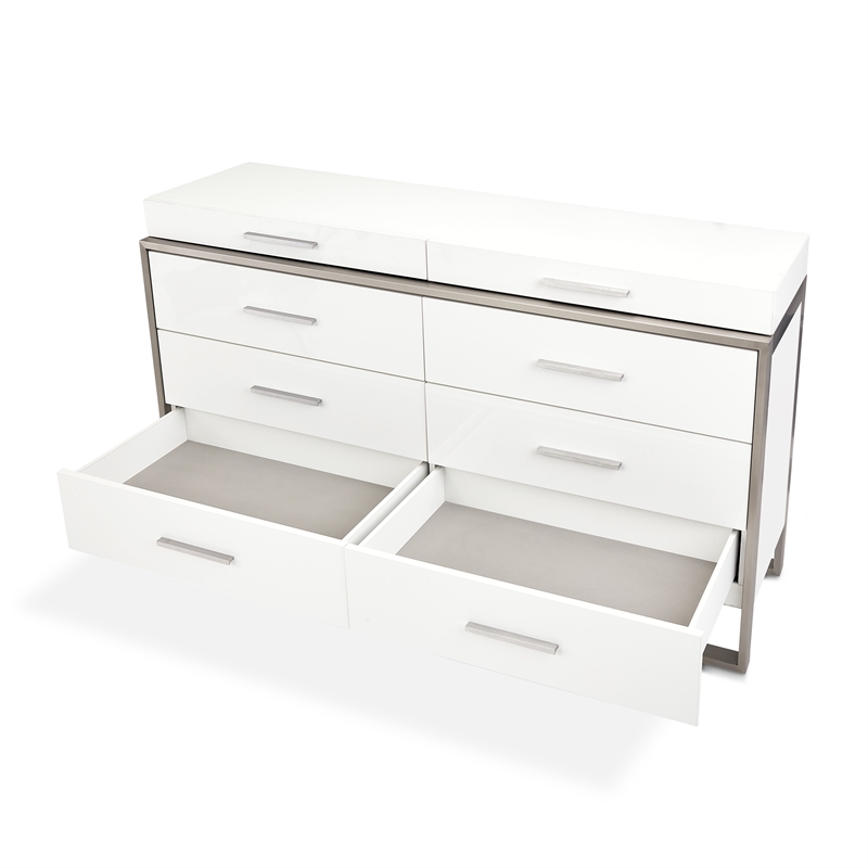 Marquee 8-Drawer Modern Dresser in Cloud White