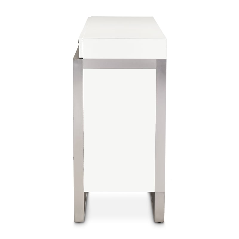 Michael Amini Marquee 8-Drawer Modern Wood and Glass Dresser in Cloud White