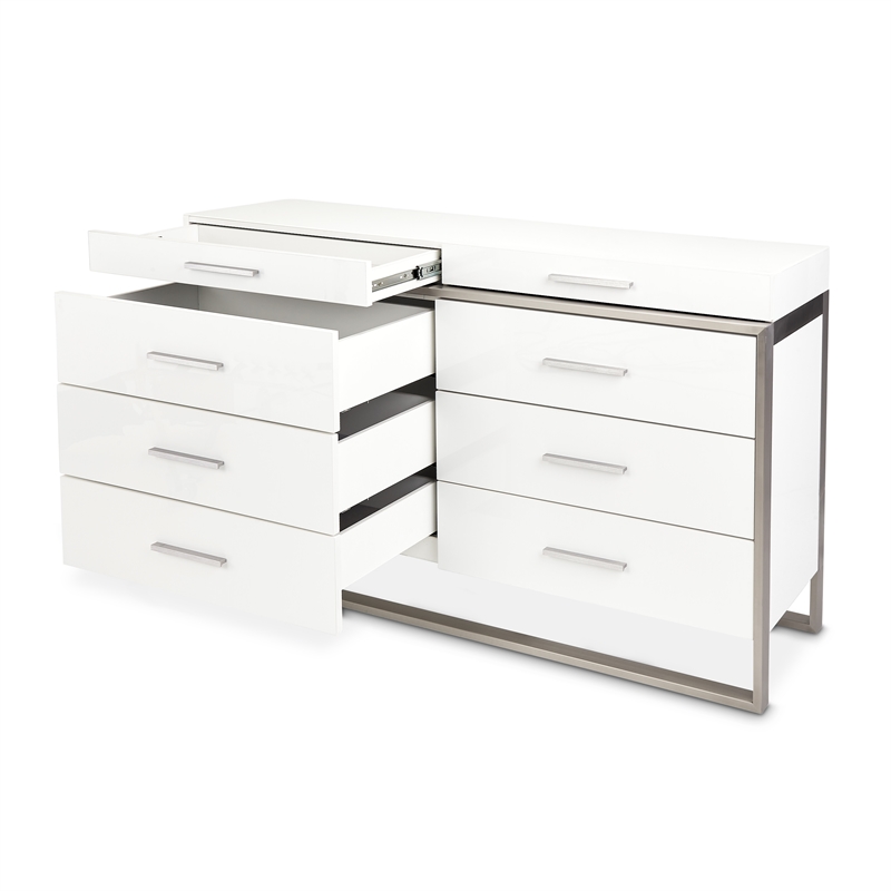 Marquee 8-Drawer Modern Dresser in Cloud White