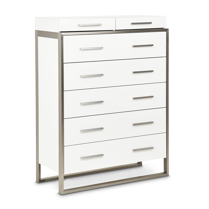 Michael Amini Marquee 7-Drawer Modern Chest in Cloud White