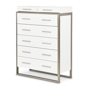 Michael Amini Marquee 7-Drawer Modern Chest in Cloud White