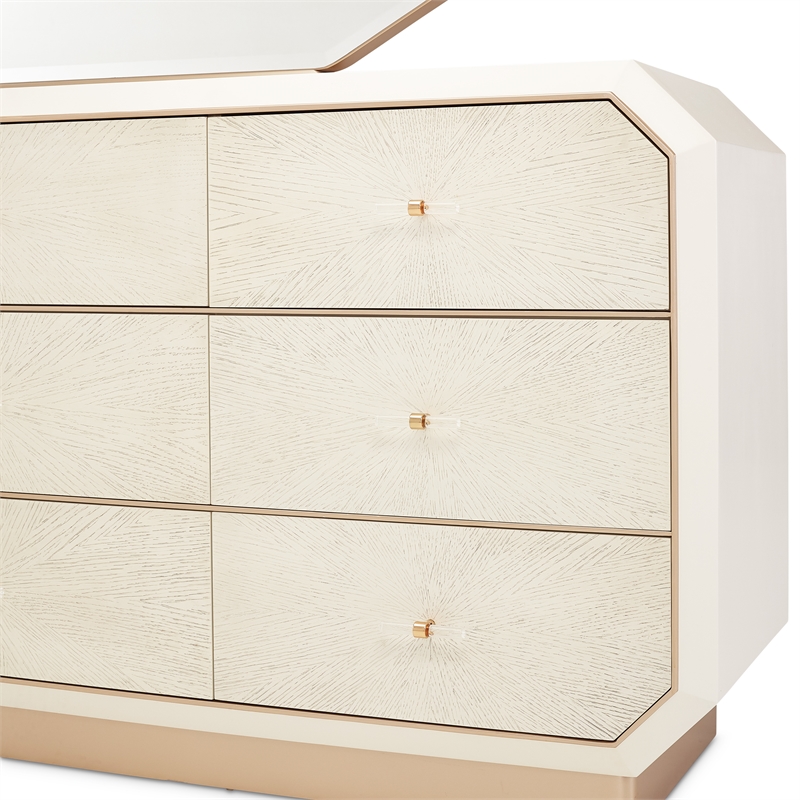 La Rachelle 9-Drawer Dresser with Mirror - Champagne