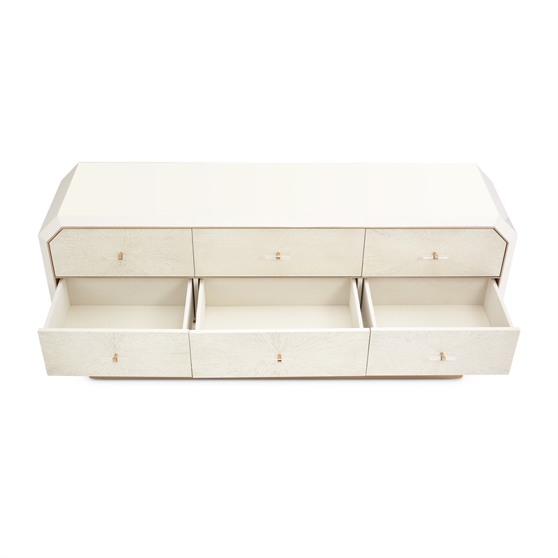 La Rachelle 9-Drawer Dresser with Mirror - Champagne