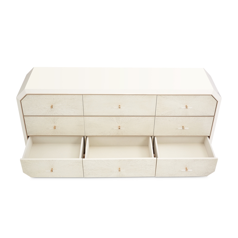 La Rachelle 9-Drawer Dresser with Mirror - Champagne