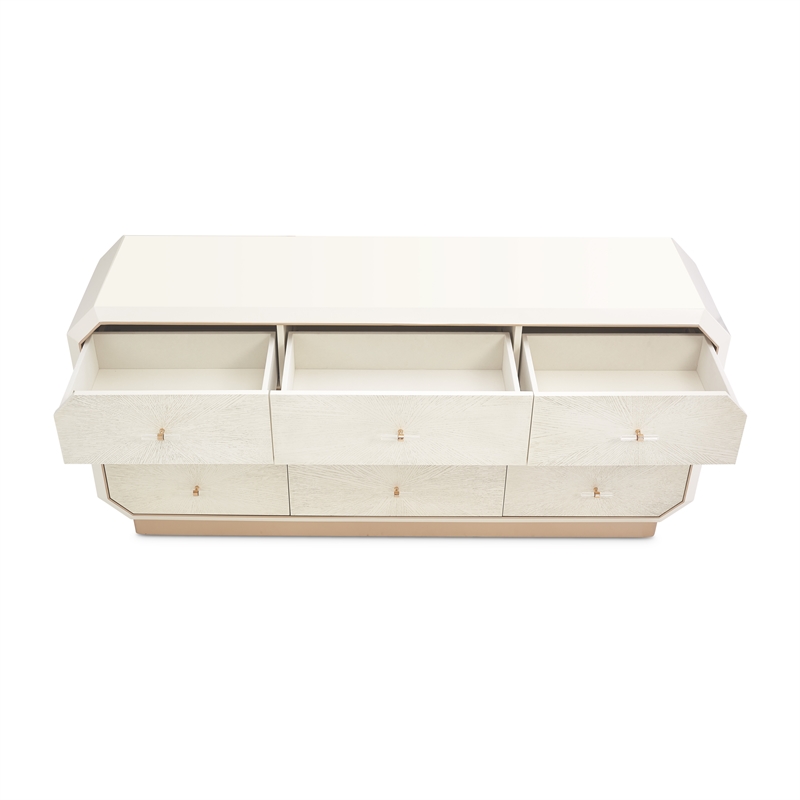 La Rachelle 9-Drawer Dresser with Mirror - Champagne