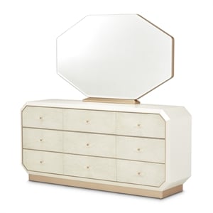 Michael Amini La Rachelle 9-Drawer Dresser with Mirror - Champagne