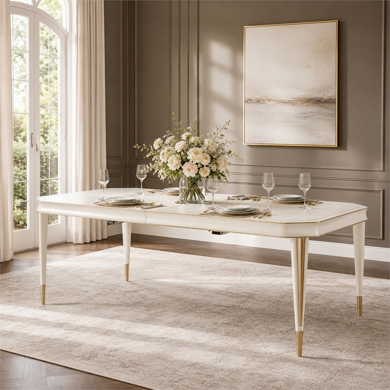 Michael Amini La Rachelle Rectangular Dining Table in Champagne