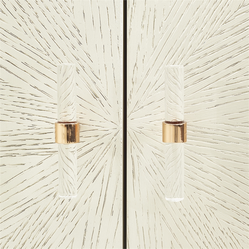 Michael Amini La Rachelle Sideboard and Mirror Set in Champagne