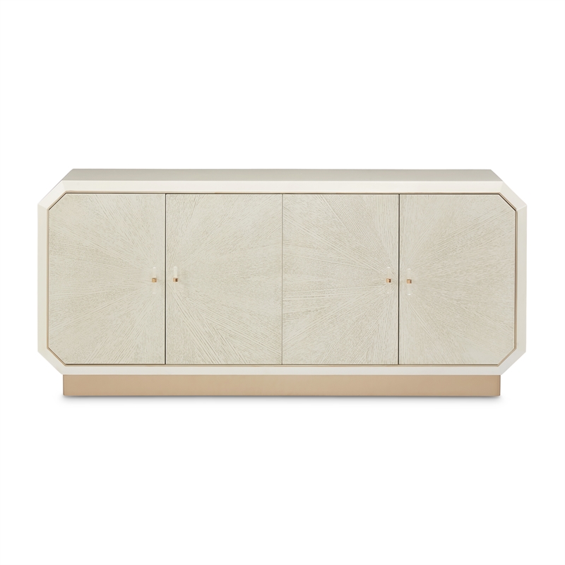 Michael Amini La Rachelle Sideboard and Mirror Set in Champagne