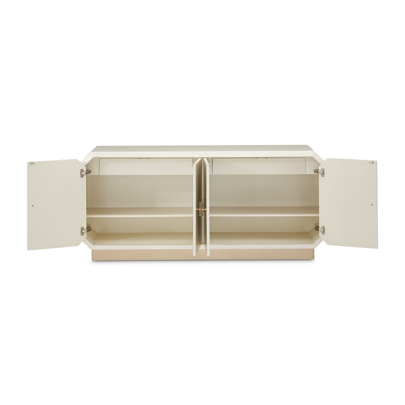 Michael Amini La Rachelle Sideboard and Mirror Set in Champagne