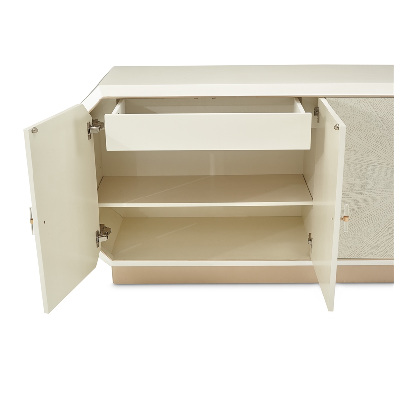 Michael Amini La Rachelle Sideboard and Mirror Set in Champagne