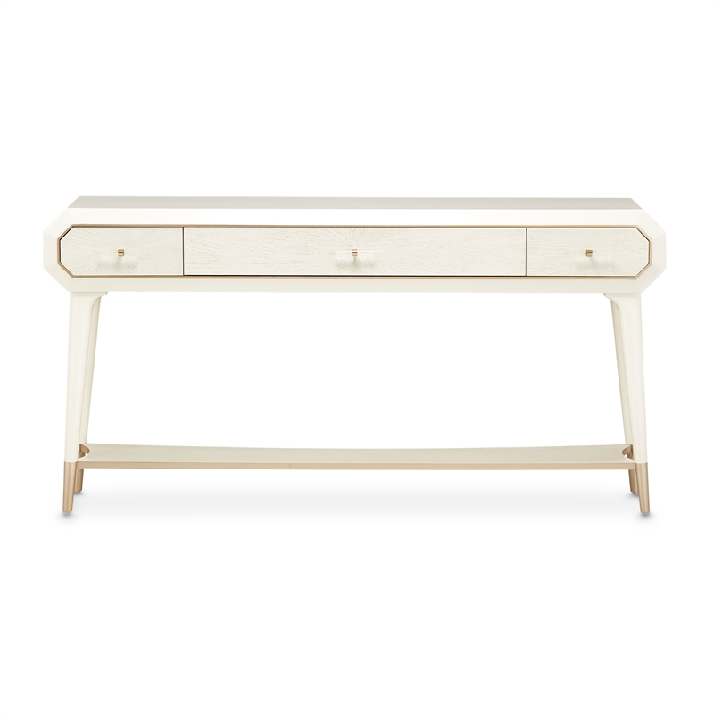 Michael Amini La Rachelle 3 Drawer Console Table in Champagne Ivory