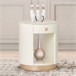 Michael Amini La Rachelle Round End Table with Marble Top - Champagne Ivory