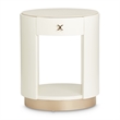 Michael Amini La Rachelle Round End Table with Marble Top - Champagne Ivory