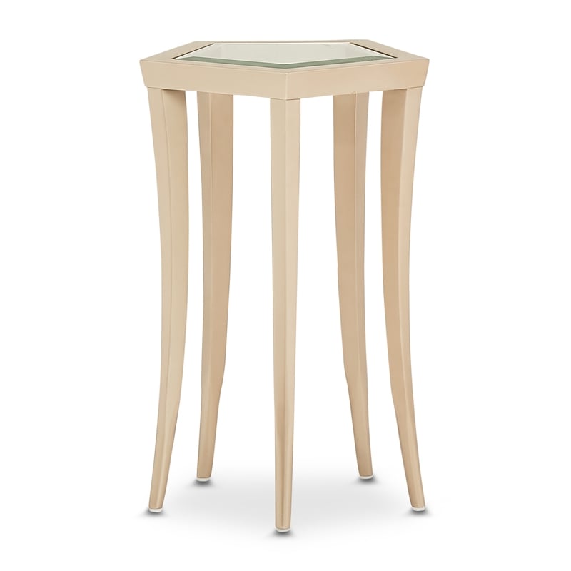 Michael Amini La Rachelle Chairside Table in Chardonnay Gold