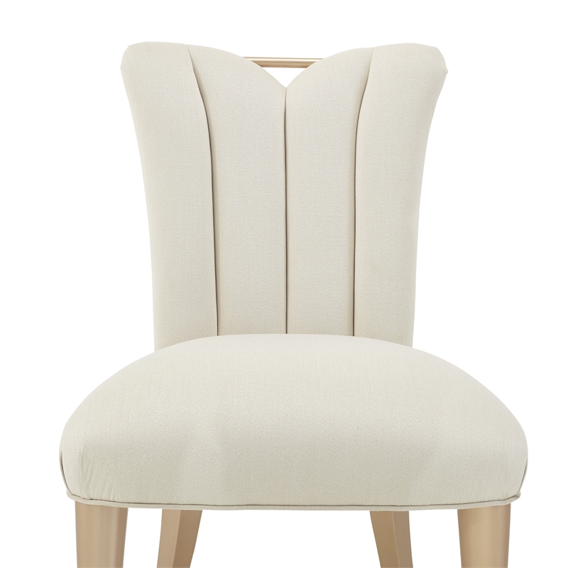 Michael Amini La Rachelle Dining Side Chair in Champagne Ivory Jacquard Set of 2