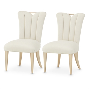 Michael Amini La Rachelle Dining Side Chair in Champagne Ivory Jacquard Set of 2