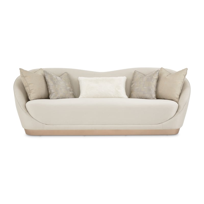 Michael Amini La Rachelle Sofa Icicle Ivory and Chardonnay Wood Base