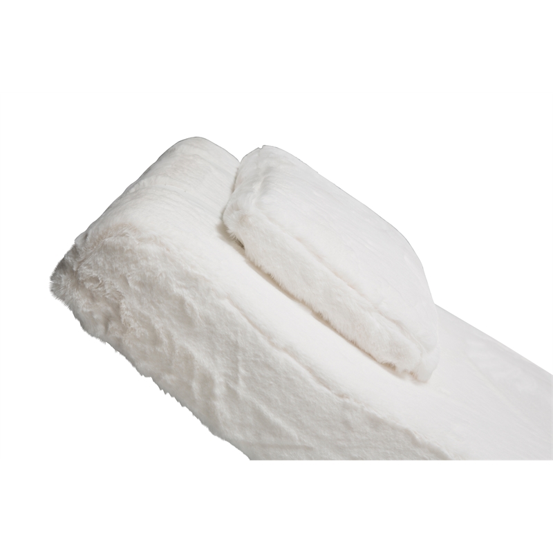 Astro Faux-Fur Chaise Lounge Chair - Moonstone White/Stainless Steel