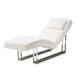 Astro Faux-Fur Chaise Lounge Chair - Moonstone White/Stainless Steel