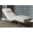 Astro Faux-Fur Chaise Lounge Chair - Moonstone White/Stainless Steel