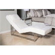 Astro Faux-Fur Chaise Lounge Chair - Moonstone White/Stainless Steel