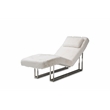 Astro Faux-Fur Chaise Lounge Chair - Moonstone White/Stainless Steel