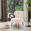 Michael Amini Faux Fur Puppy Accent Chair in Stone Natural and Capri Wood