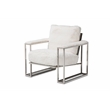 Michael Amini Astro Faux-Fur Accent Chair in Moonstone White/Stainless Steel