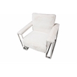Michael Amini Astro Faux-Fur Accent Chair in Moonstone White/Stainless Steel