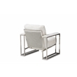 Michael Amini Astro Faux-Fur Accent Chair in Moonstone White/Stainless Steel