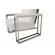 Michael Amini Astro Faux-Fur Accent Chair in Moonstone White/Stainless Steel