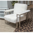 Michael Amini Astro Faux-Fur Accent Chair in Moonstone White/Stainless Steel