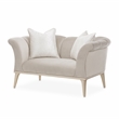Michael Amini Yvette Chair and a Half in Porcini Velvet and Champagne Wood Frame