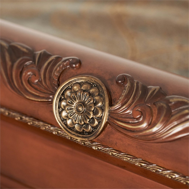 Cortina Cal. King Traditional Wood Sleigh Bed - Honey Walnut